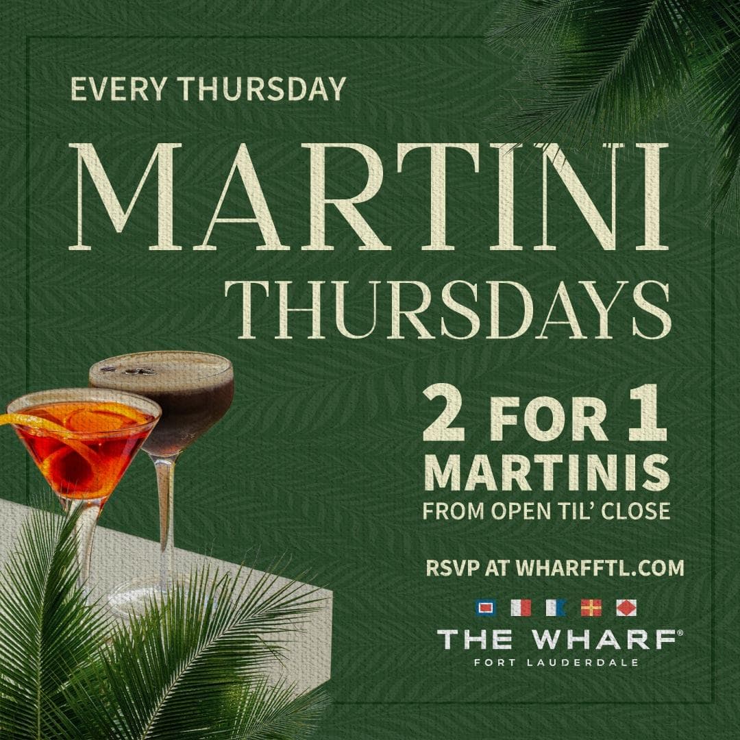 2 for 1 Martini Thursdays event flyer
